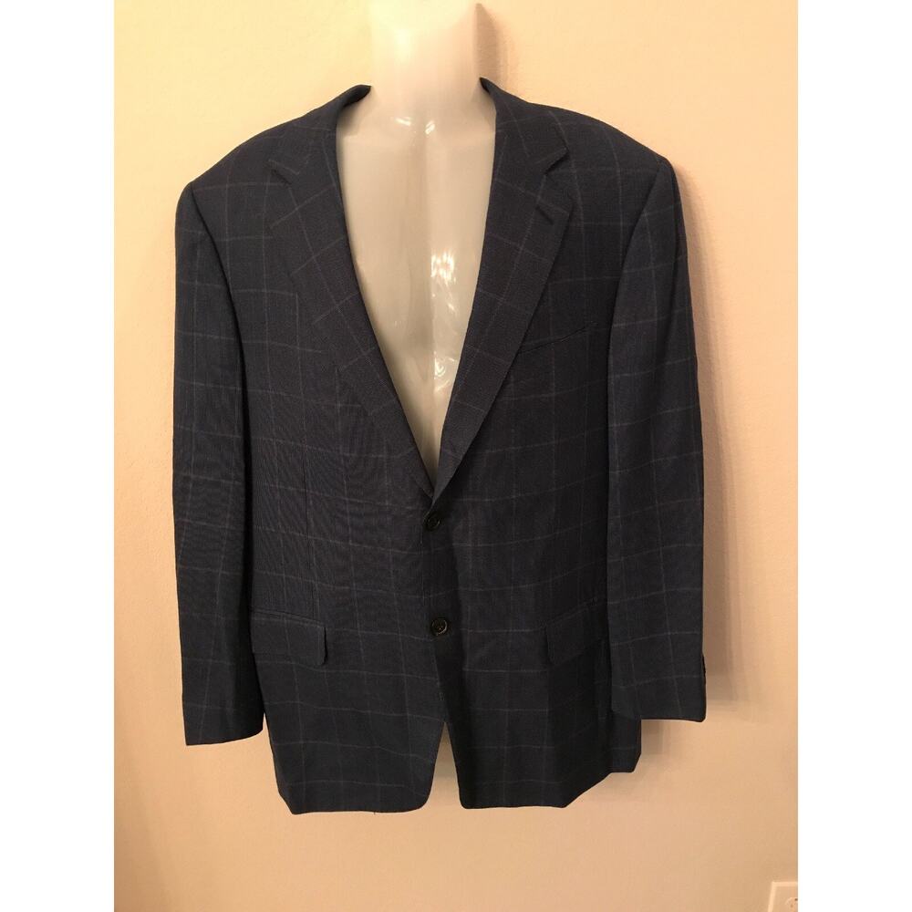 Ermenegildo Zegna Mens suit sport jacket 100% wool blue plaid size 40